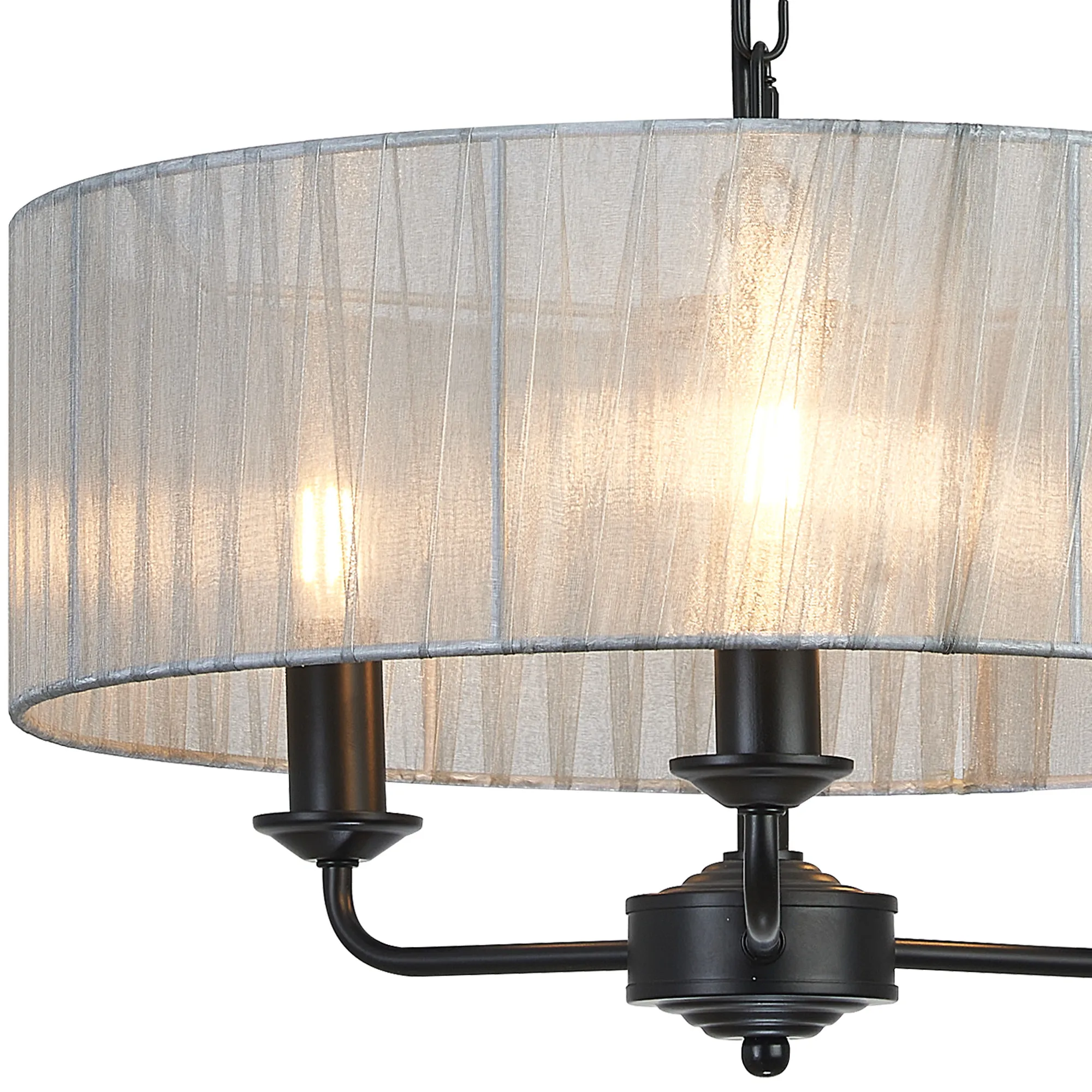 Banyan 45cm 3 Light Pendant Matt Black, Grey DK1031  Deco Banyan MB GR